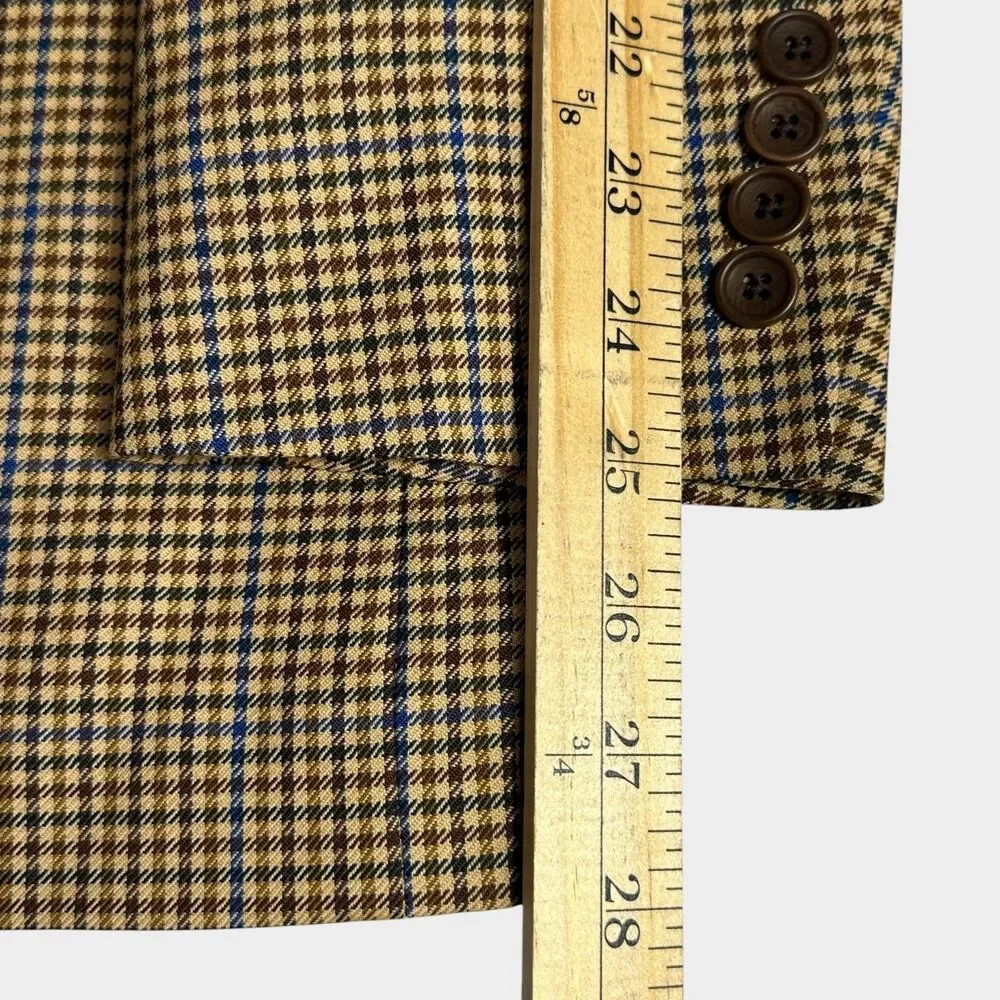 BROOKS BROTHERS Fitzgerald Mens Blazer Sport Coat Jacket 43R Brown Plaid Wool